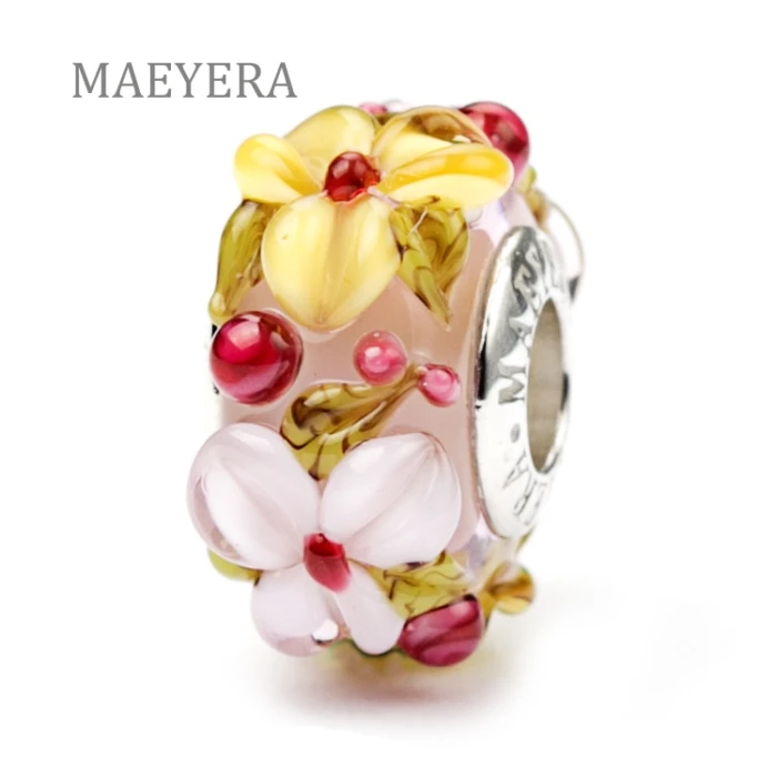 MAEYERA Authentic 925 Sterling Silver Yellow - Pale pink Stereo Petals Murano Glass Beads Charm gift 920161
MAEYERA Authentic 925 Sterling Silver Yellow - Pale pink Stereo Petals Murano Glass Beads Charm gift 920161