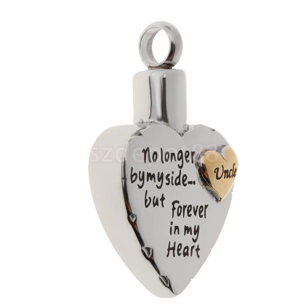 Dad Mom Son Sister Daughter Family Members Love Heart Cremation Urn Stainless Steel Pendant Forever In My Heart