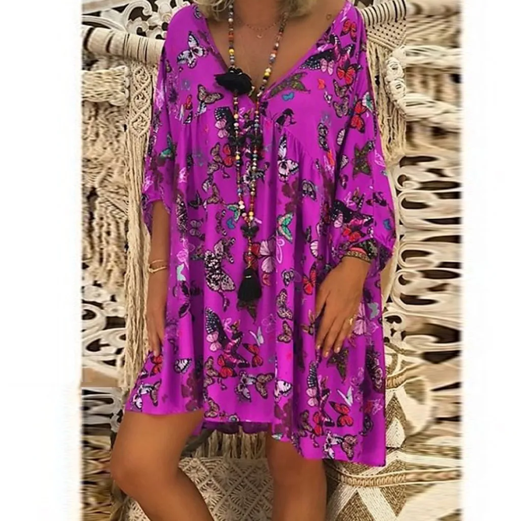 Feitong Ladies Casual Summer Dress Women Printed Long Sleeve V-neck Loose Dress Hem Baggy Kaftan Mini Dress vestidos verano 2019
Feitong Ladies Casual Summer Dress Women Printed Long Sleeve V-neck Loose Dress Hem Baggy Kaftan Mini Dress vestidos verano 2019