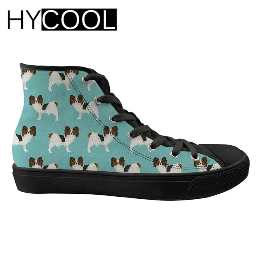 HYCOOL Outdoor Female Sneakers Papillon Floral Dogs Printing Sports Shoes Ladies Classic High Top Walking Gym Lightweight | Спорт и