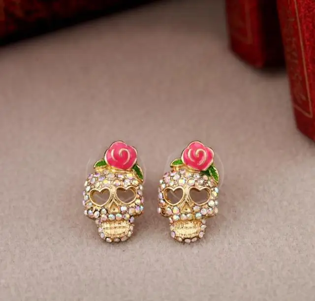 Women Fashion Accessories 1 Pair Personality Cute Pink Rose Rhinestone Skeleton Skull Ear Studs Earrings EAR-0115
Women Fashion Accessories 1 Pair Personality Cute Pink Rose Rhinestone Skeleton Skull Ear Studs Earrings EAR-0115