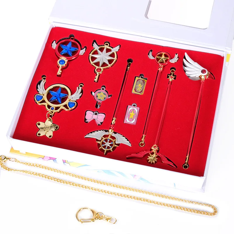 Hot Sale Toys Card Captor Sakura Accessories set Magic Wand Clow Card Cosplay Necklace Pendants keychain Christmas birthday Gift
Hot Sale Toys Card Captor Sakura Accessories set Magic Wand Clow Card Cosplay Necklace Pendants keychain Christmas birthday Gift