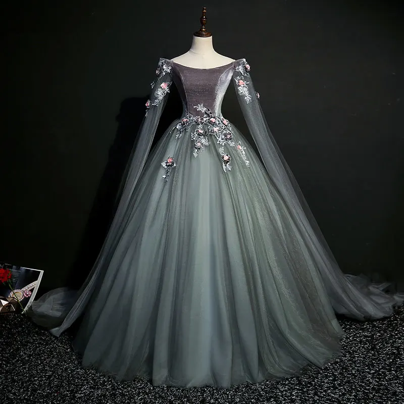 J 100% Real Dark Grey 18th Century Coronation Cosplay Ball Gown Medieval Dress Renaissance Gown Queen Victorian Belle Ball Gown
J 100% Real Dark Grey 18th Century Coronation Cosplay Ball Gown Medieval Dress Renaissance Gown Queen Victorian Belle Ball Gown