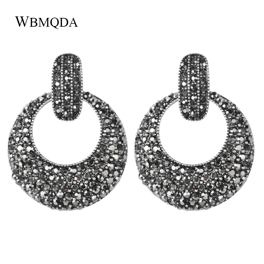 Vintage Punk Fashion Round Circle Moon Shape Black Crystal Rhinestone Earrings For Women Fashion Silver Wedding Bridal Earrings
Vintage Punk Fashion Round Circle Moon Shape Black Crystal Rhinestone Earrings For Women Fashion Silver Wedding Bridal Earrings