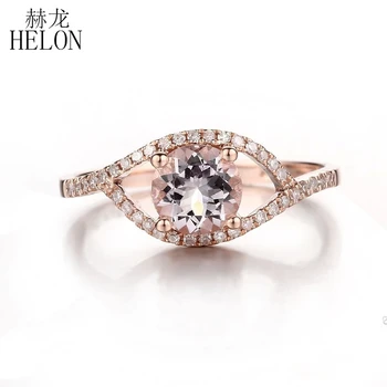 HELON Solid 10K Rose Gold 6.5mm Round Cut 0.72ct Pink Morganite Pave 0.2ct Diamonds For women's Jewelry Engagement Wedding Ring
HELON Solid 10K Rose Gold 6.5mm Round Cut 0.72ct Pink Morganite Pave 0.2ct Diamonds For women's Jewelry Engagement Wedding Ring