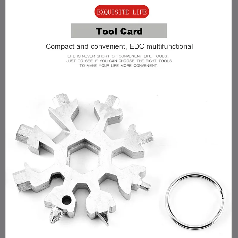 New 18-in-1 Multi-tool Portable Combination Compact Card Snowflake Shape Wrench Outdoor Sports Camping Hiking Security Tool
New 18-in-1 Multi-tool Portable Combination Compact Card Snowflake Shape Wrench Outdoor Sports Camping Hiking Security Tool