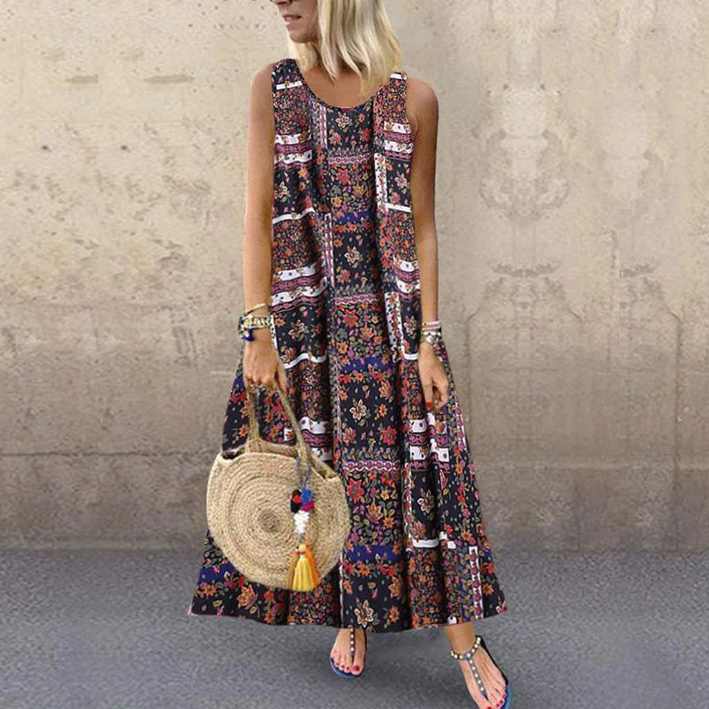 Women Summer Dresses and Sundresses Plus Size Casual Loose Sleeveless Nationsl Style Print Long Maxi Dress Robe Longue Vestidos
Women Summer Dresses and Sundresses Plus Size Casual Loose Sleeveless Nationsl Style Print Long Maxi Dress Robe Longue Vestidos