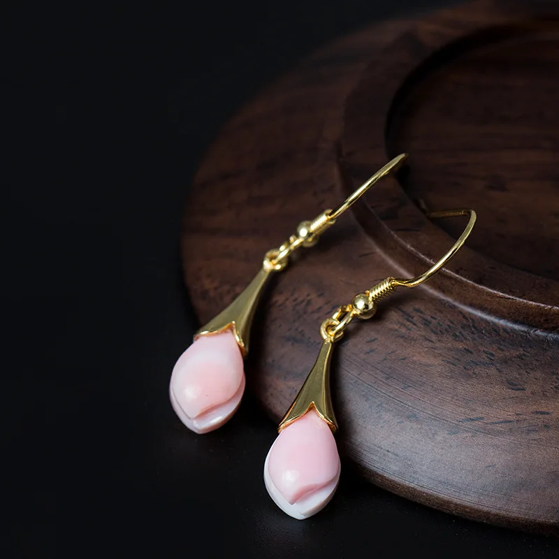 Cute Pink Tulips Drop Earring Women In Natural Queen Shell & Sterling Silver Silver 925 Elegant Designer Jewelry Original Gifts
Cute Pink Tulips Drop Earring Women In Natural Queen Shell & Sterling Silver Silver 925 Elegant Designer Jewelry Original Gifts