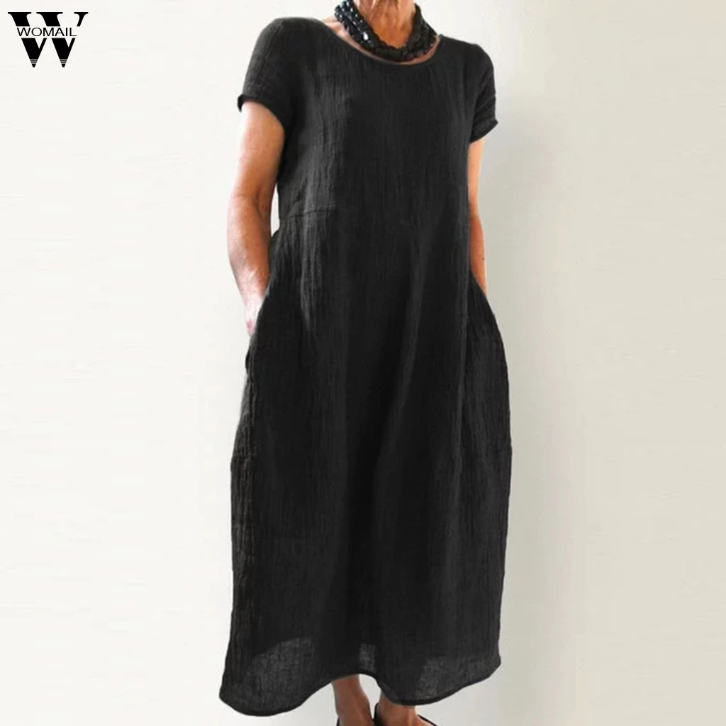 Womail Dress Fashion NEW Women Summer Short Sleeve Pockets Round Neck Linen Casual Loose simple design Dresses dropship Apr10
Womail Dress Fashion NEW Women Summer Short Sleeve Pockets Round Neck Linen Casual Loose simple design Dresses dropship Apr10