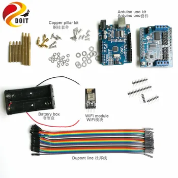 1 set WiFi Control Kit for Smart Car Chassis with Arduino UNO R3 Board, Motor Drive Shield Board, WiFi Module, Dupont line
1 set WiFi Control Kit for Smart Car Chassis with Arduino UNO R3 Board, Motor Drive Shield Board, WiFi Module, Dupont line