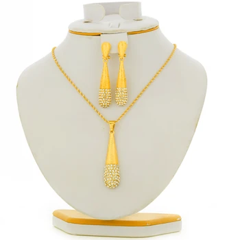 Dubai Fashion Jewelry Sets For Women crystal Water Drop Necklace Pendant Earrings African Statement Bridal Wedding Party Gift
Dubai Fashion Jewelry Sets For Women crystal Water Drop Necklace Pendant Earrings African Statement Bridal Wedding Party Gift