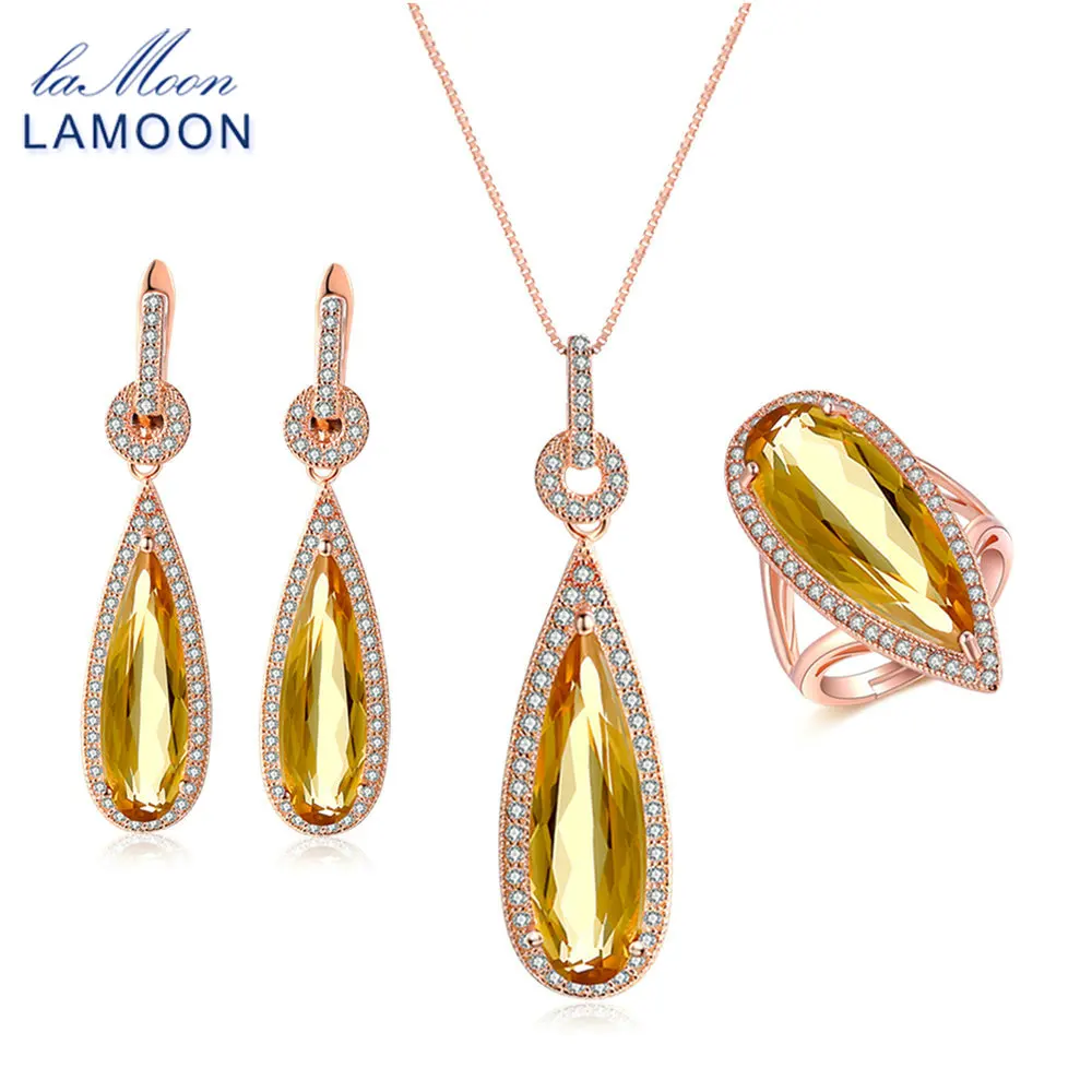 LAMOON Real 100% S925 Sterling Silver Jewelry Sets For Women Citrine Natural Gemstone Luxury Pear Engagement Jewelry V047-3
LAMOON Real 100% S925 Sterling Silver Jewelry Sets For Women Citrine Natural Gemstone Luxury Pear Engagement Jewelry V047-3