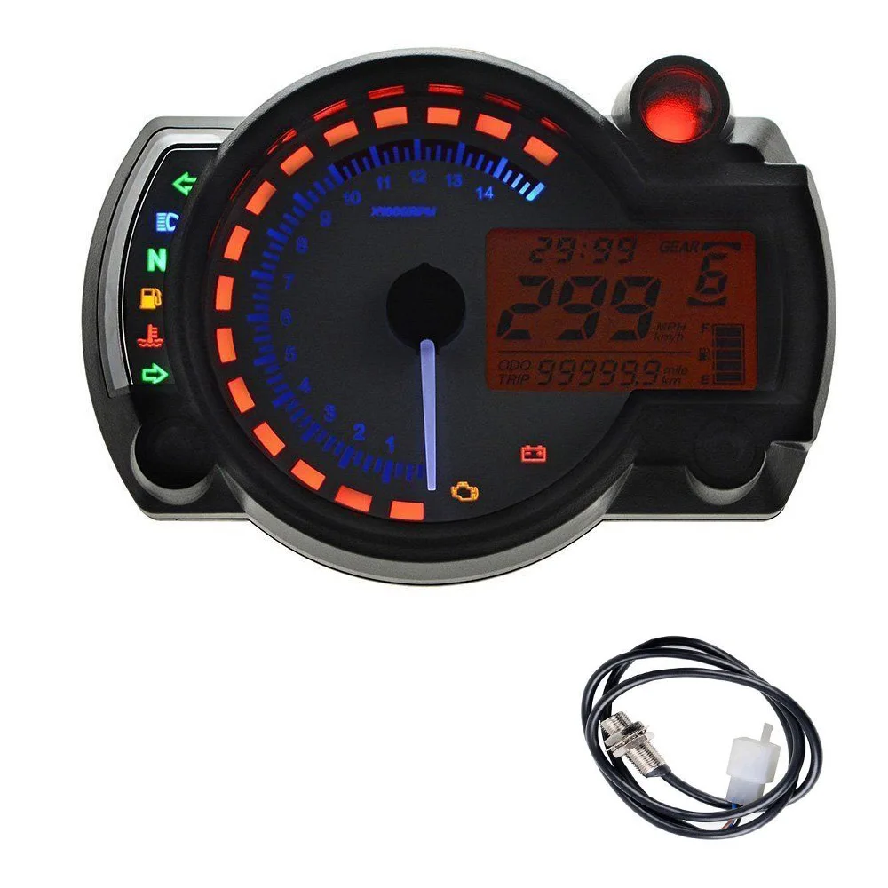 Multi-function Motorcycle Digital Speedometer LCD Tachometer 299 Km/h Speed Odometer 2 Color Display for Universal Motorcycle
Multi-function Motorcycle Digital Speedometer LCD Tachometer 299 Km/h Speed Odometer 2 Color Display for Universal Motorcycle
