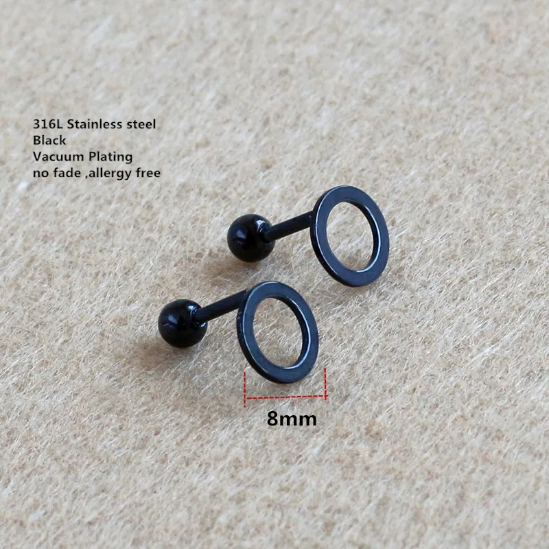 AGSE07 Titanium Black Plated Screw-back Circle Stud Earrings For Women Men 316 L Stainless Steel Earring Good Quality Jewelry
AGSE07 Titanium Black Plated Screw-back Circle Stud Earrings For Women Men 316 L Stainless Steel Earring Good Quality Jewelry