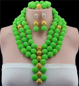 Necklaces Set Gold-color Statement Necklace Earring Green Ball Nigerian Women Wedding Accessories African Beads
Necklaces Set Gold-color Statement Necklace Earring Green Ball Nigerian Women Wedding Accessories African Beads