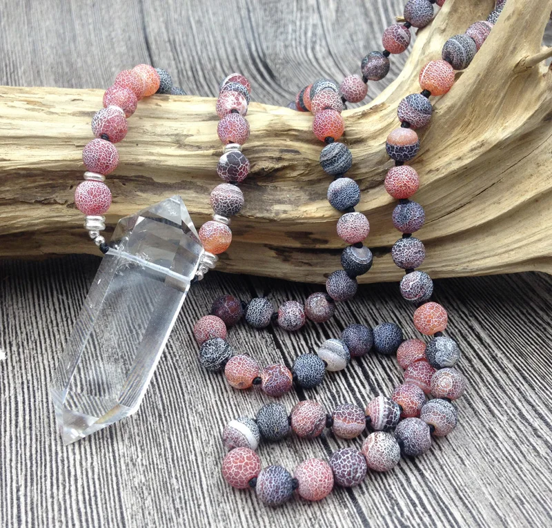 YA2619 Natural Clear Quartz Double Point Pendant Dragon Ven Agat 8mm Stone Beads Knot Necklace 30inch long
YA2619 Natural Clear Quartz Double Point Pendant Dragon Ven Agat 8mm Stone Beads Knot Necklace 30inch long