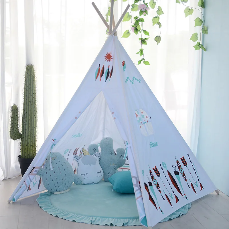 Cotton Crepe Kids Teepee Tent Baby Tipi Children Room Wigwam Game Play House Girl Boy Toys for Child Products 4 Poles Photo
Cotton Crepe Kids Teepee Tent Baby Tipi Children Room Wigwam Game Play House Girl Boy Toys for Child Products 4 Poles Photo
