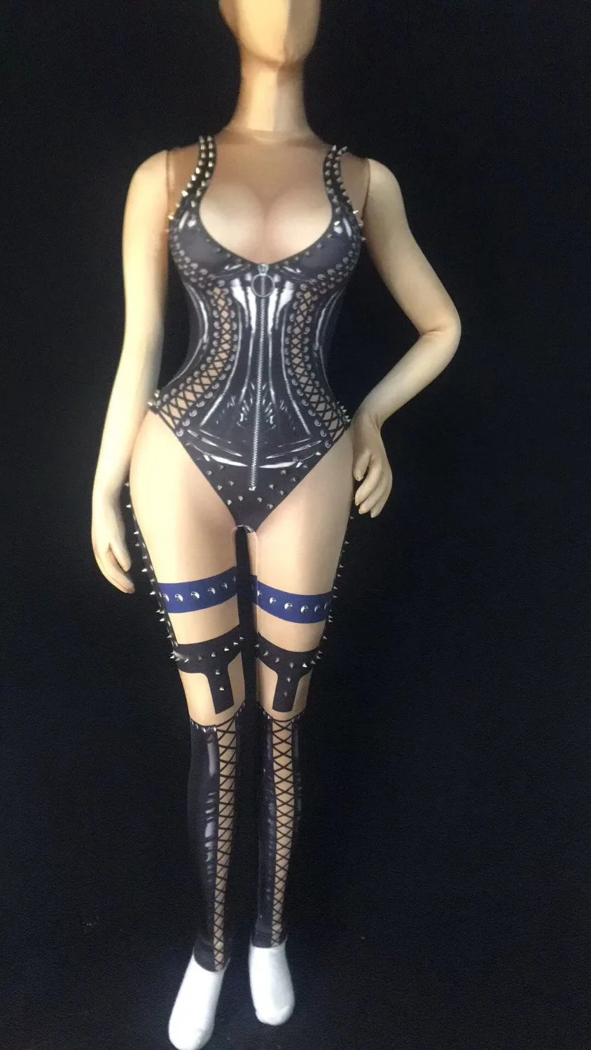nightclub black Sexy Bodysuit white fashion Nude Costume Dance Rivets Jumpsuit Outfit bar costumes party favors christmas gifts
nightclub black Sexy Bodysuit white fashion Nude Costume Dance Rivets Jumpsuit Outfit bar costumes party favors christmas gifts