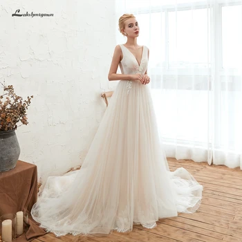 Lakshmigown Sexy Wedding Dress Plus Size Robe de Mariee 2019 A Line Bridal Dresses Plunging Lace Tulle Boho Beach Wedding Gowns
Lakshmigown Sexy Wedding Dress Plus Size Robe de Mariee 2019 A Line Bridal Dresses Plunging Lace Tulle Boho Beach Wedding Gowns