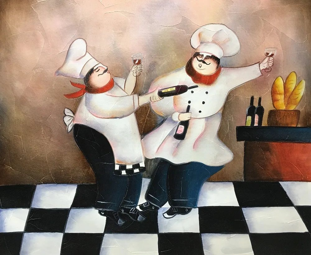 Hand Painted Cartoon Oil Painting on Canvas Modern Cook Cooking Canvas Painting Wall Art Picture painting for Living Room Decor 
Hand Painted Cartoon Oil Painting on Canvas Modern Cook Cooking Canvas Painting Wall Art Picture painting for Living Room Decor