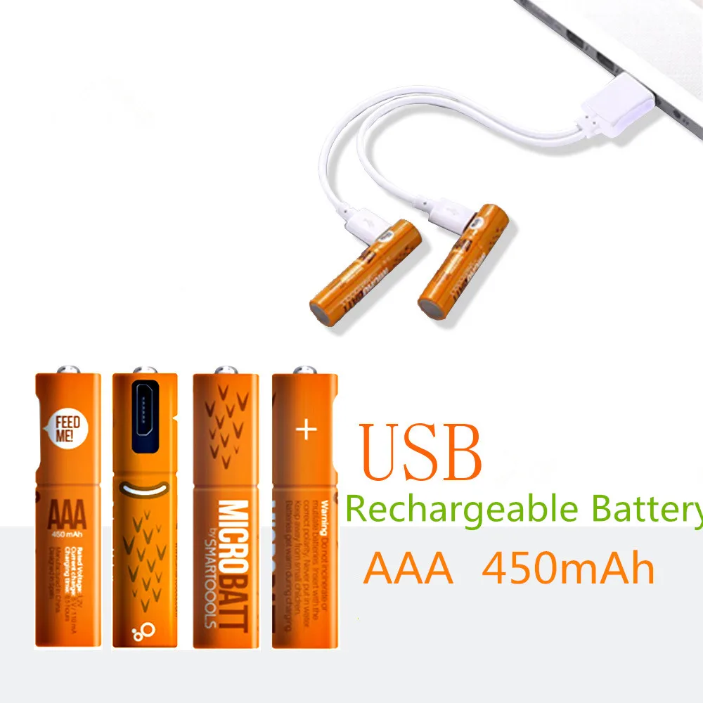 2pcs/lot New 1.2V AAA Rechargeable Battery 450mAh USB Ni-MH Rechargeable Battery with Micro-USB Charging Cable
2pcs/lot New 1.2V AAA Rechargeable Battery 450mAh USB Ni-MH Rechargeable Battery with Micro-USB Charging Cable