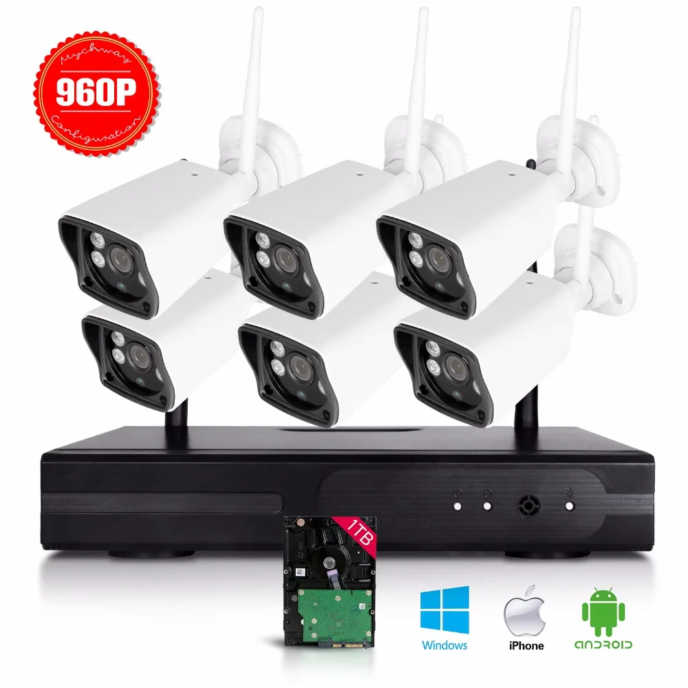Wireless Wifi 6Pcs 960P HD IR Night Vision Home weatherproof Security Camera 8CH 1TB HDD NVR network CCTV System
Wireless Wifi 6Pcs 960P HD IR Night Vision Home weatherproof Security Camera 8CH 1TB HDD NVR network CCTV System