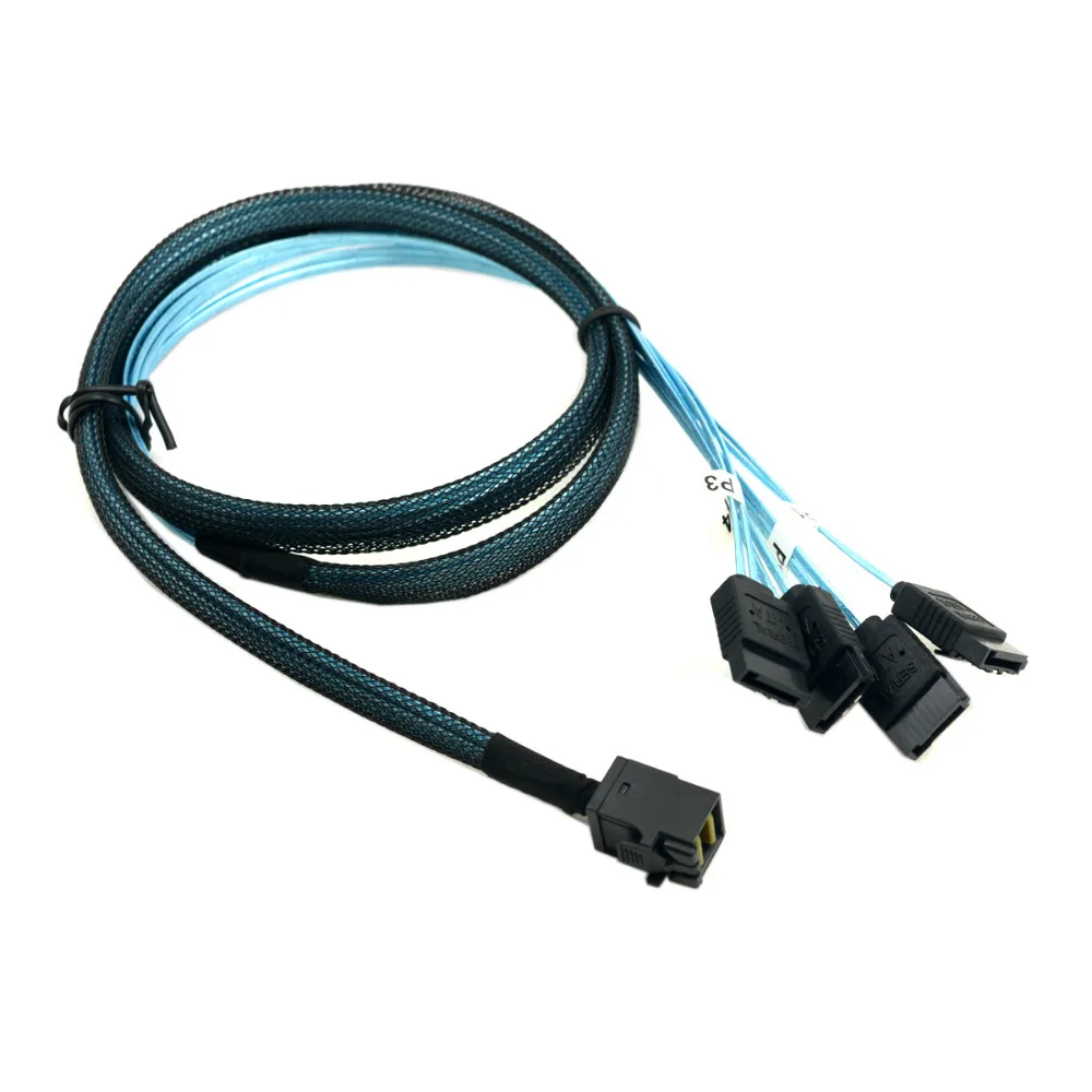 

CY 50cm 100cm Internal Mini SAS SFF-8643 Host to 4 SATA 7pin Target Hard Disk 6Gbps Data Server Raid Cable 0.5M 1M