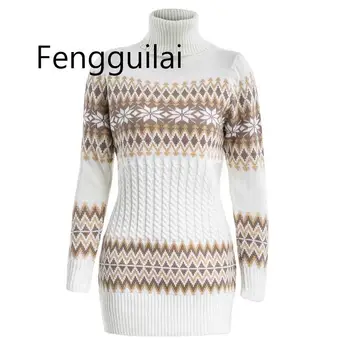 2019 Autumn Winter Sweater Women Long Sleeve Sweater Dress Female Long Patchwork Snowflake Knitwear Turtleneck Pullover
2019 Autumn Winter Sweater Women Long Sleeve Sweater Dress Female Long Patchwork Snowflake Knitwear Turtleneck Pullover
