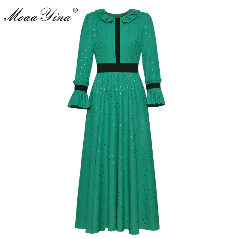MoaaYina модное дизайнерское платье для подиума летнее женское с длинным рукавом