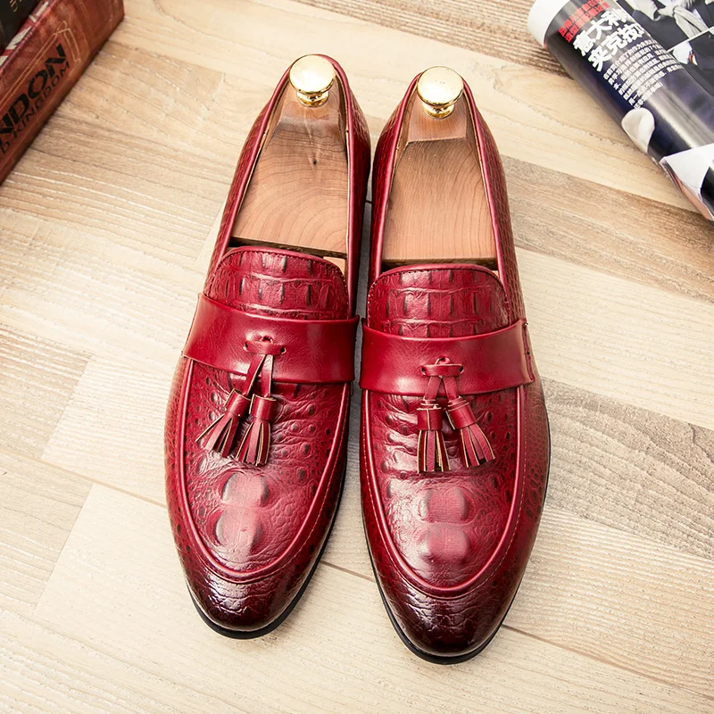 mens tassel shoes leather italian formal snake fish skin dress office footwear luxury brand fashion elegant oxford shoes for men (43)