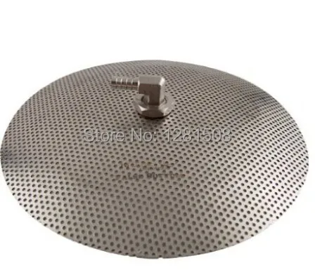 Stainless Steel False Bottom -12 " Diameter, with 3/8" barb fitting and 1/2" lock nuts, all grain brewing accessories, hopbacks
Stainless Steel False Bottom -12 " Diameter, with 3/8" barb fitting and 1/2" lock nuts, all grain brewing accessories, hopbacks