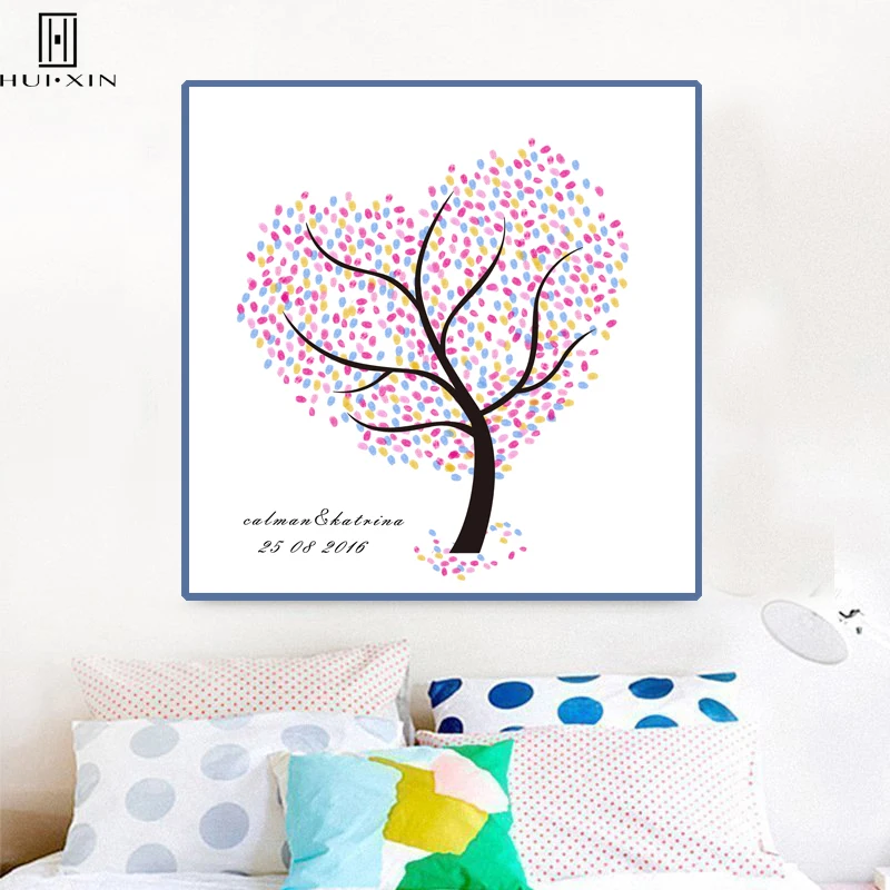 Фото Lively Heart-Shaped Tree with Beautiful Leaves of DIY Fingerprint Guestbook Souvenir Summer Memory for Birthdays Weddings Party | Дом и сад