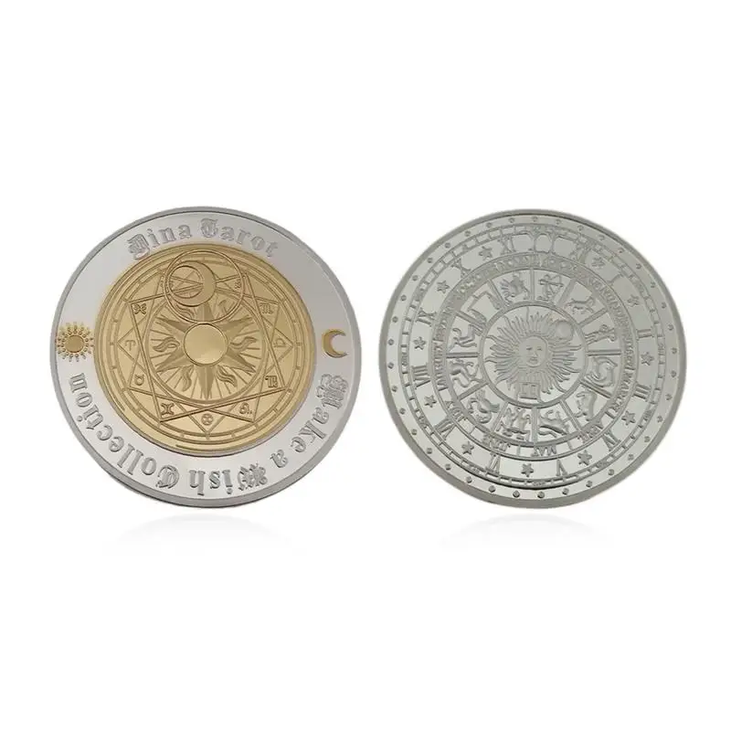 Gilded Tarot Pattern Commemorative Coin Sun Moon Pattern Lucky Geomancy Constellation Commemorative Coin
Gilded Tarot Pattern Commemorative Coin Sun Moon Pattern Lucky Geomancy Constellation Commemorative Coin