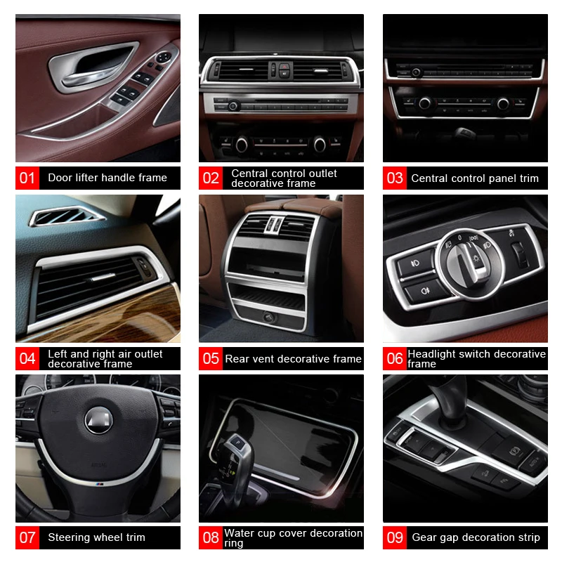 Car Inner Center Console Gear Shift Box Sequin air vent frame modification Cover Trim strip sticker for BMW 5 series F10 F18 525
Car Inner Center Console Gear Shift Box Sequin air vent frame modification Cover Trim strip sticker for BMW 5 series F10 F18 525