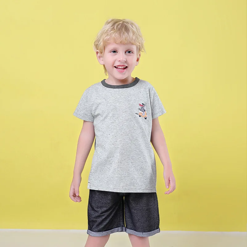 Summer Boy Clothes Set Cotton Short Sleeve Cartoon Printing T-shirt Denim Shorts 2 Piece Set Leisure Little Boys Clothes Set
Summer Boy Clothes Set Cotton Short Sleeve Cartoon Printing T-shirt Denim Shorts 2 Piece Set Leisure Little Boys Clothes Set