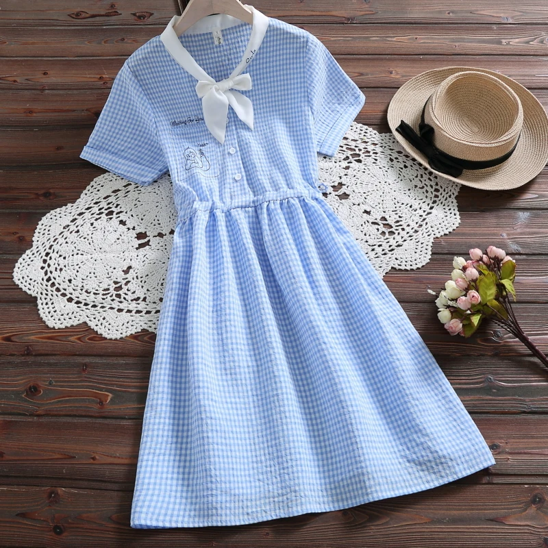 Mori Girl Sweet Summer Dress Women Short Sleeve Cotton Dresses Female Blue,Green Plaid Vintage Vestidos S-XXL
Mori Girl Sweet Summer Dress Women Short Sleeve Cotton Dresses Female Blue,Green Plaid Vintage Vestidos S-XXL