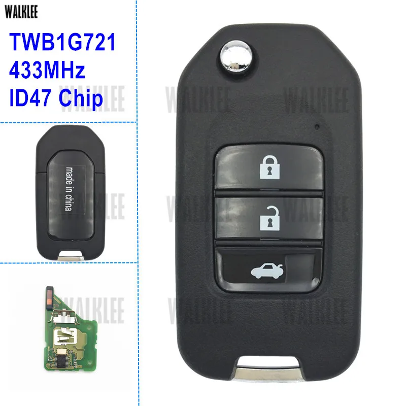 WALKLEE 3BT Remote Key Suit for Honda Civic Accord City CR-V Fit Jazz XR-V Vezel HR-V FRV 433MHz Car Keyless Entry TWB1G721
WALKLEE 3BT Remote Key Suit for Honda Civic Accord City CR-V Fit Jazz XR-V Vezel HR-V FRV 433MHz Car Keyless Entry TWB1G721