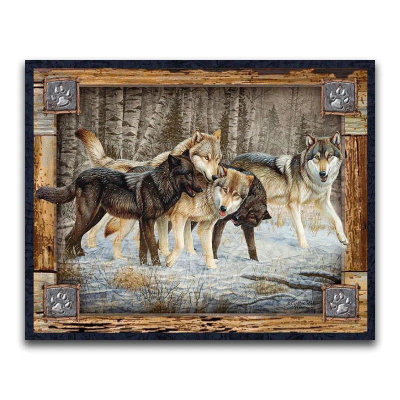 Full Square Diamond embroidery Cross stitch Cartoon dog 5D DIY Diamond painting Wolf Full Round Diamond mosaic Animal Wolves art