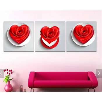 Full square / round 5d diy diamond painting red heart-shaped flower rose 3D diamond embroidery mosaic embroidery art 3 pieces 
Full square / round 5d diy diamond painting red heart-shaped flower rose 3D diamond embroidery mosaic embroidery art 3 pieces