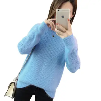 2019 Autumn Winter Women Solid Beading Cashmere Tricot Pullover Sweater Female Soft Loose Knitted Jumpers Top Sueter Mujer K123
2019 Autumn Winter Women Solid Beading Cashmere Tricot Pullover Sweater Female Soft Loose Knitted Jumpers Top Sueter Mujer K123