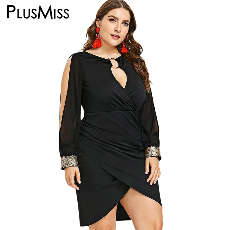 PlusMiss Plus Size 5XL Sexy Hollow Out Split Bodycon Mini Short Dress Women Big Size Sequin Elegant Evening Party Dresses XXXXL
PlusMiss Plus Size 5XL Sexy Hollow Out Split Bodycon Mini Short Dress Women Big Size Sequin Elegant Evening Party Dresses XXXXL