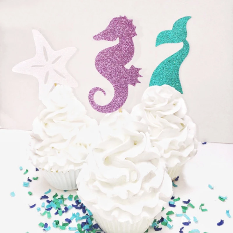 6pcs Under The Sea Party Cupcake Topper Giltter Mermaid Hippocampus Starfish Birthday Cake Toppers Baby Shower Decorations Kids
6pcs Under The Sea Party Cupcake Topper Giltter Mermaid Hippocampus Starfish Birthday Cake Toppers Baby Shower Decorations Kids