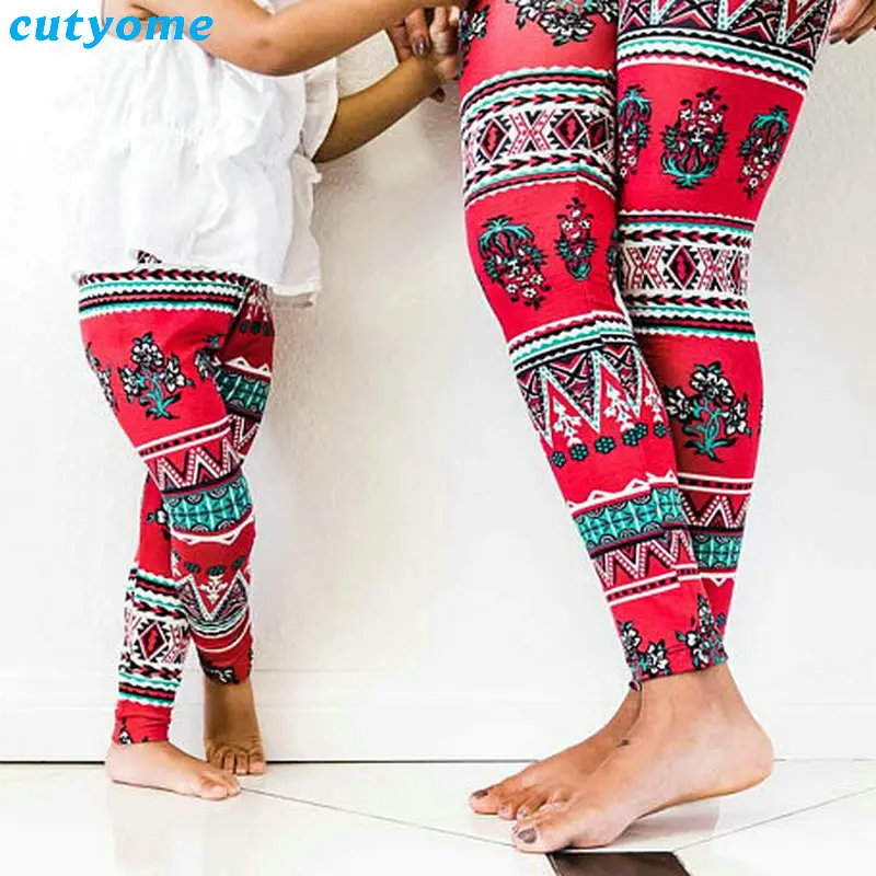 Family Look Mom And Daughter Matching Clothes Christmas Heart Leggings Pants Mother And Daughter Outfits Mommy And Me Trousers (9)