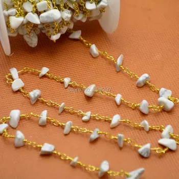 5Meter Gold Color Wire Wrapped Freeform Howlite White Stones Chips Chain Gem stone Beaded Chain Stones Jewelry Findings
5Meter Gold Color Wire Wrapped Freeform Howlite White Stones Chips Chain Gem stone Beaded Chain Stones Jewelry Findings