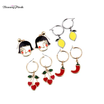 Banny Pink Cute Enamel Fruit Cherry Lemon Chilli Girl Charms Earrings For Women Lovely Fruit Heart Copper Circle Stud Earrings
Banny Pink Cute Enamel Fruit Cherry Lemon Chilli Girl Charms Earrings For Women Lovely Fruit Heart Copper Circle Stud Earrings