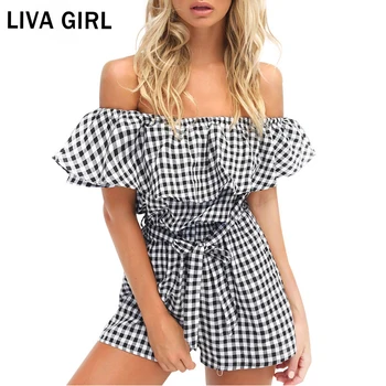 LIVA GIRL Women Belt Lace-Up Plaid Printed Jumpsuit Europe And The United States Style One Word Collar Small Square Shorts
LIVA GIRL Women Belt Lace-Up Plaid Printed Jumpsuit Europe And The United States Style One Word Collar Small Square Shorts