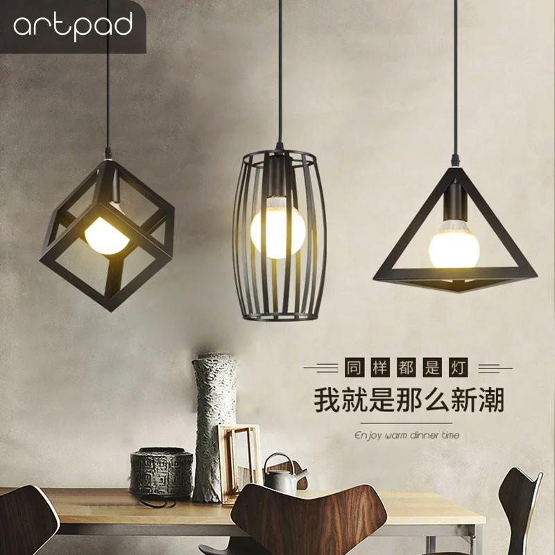 Artpad Nordic Iron 3Head Triangle Square Cylindrical Pendant Light E27 Dragon Ball Bulb Restaurant Luminaire Suspendu Luminaria 
Artpad Nordic Iron 3Head Triangle Square Cylindrical Pendant Light E27 Dragon Ball Bulb Restaurant Luminaire Suspendu Luminaria