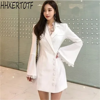 2019 autumn winter Europe black was Slim Fashion trumpet sleeves Lace stitching Women suit Jacket Fashion Casual Solid color Co
2019 autumn winter Europe black was Slim Fashion trumpet sleeves Lace stitching Women suit Jacket Fashion Casual Solid color Co