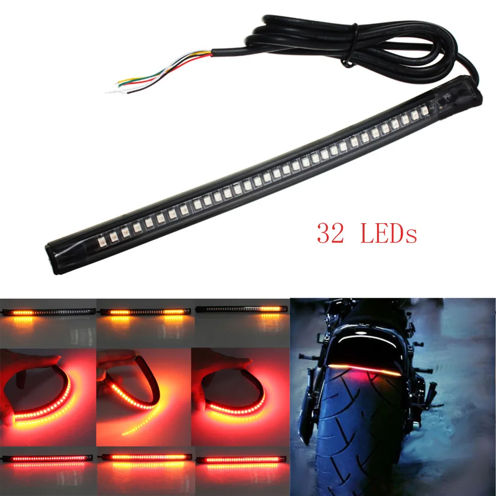 New Universal Flexible LED Motorcycle Brake Lights Turn Signal Light Strip 32 Leds License Plate Light Flashing Tail Stop Lights
New Universal Flexible LED Motorcycle Brake Lights Turn Signal Light Strip 32 Leds License Plate Light Flashing Tail Stop Lights