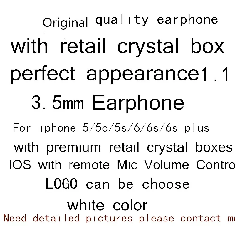 Original In-Ear Earbuds Headphones With Mic Volume Control for Apple Earphone iPhone 4 5 6 5s/6s Android Phones 10 pcs lot
Original In-Ear Earbuds Headphones With Mic Volume Control for Apple Earphone iPhone 4 5 6 5s/6s Android Phones 10 pcs lot